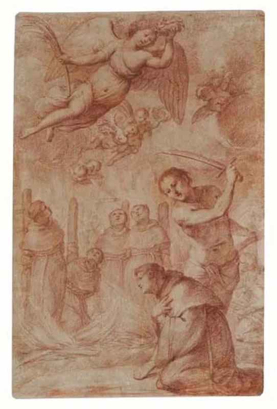 Il giovane - Studio per Scena del martirio con quattro monaci bruciati sul rogo e un altro decapitato